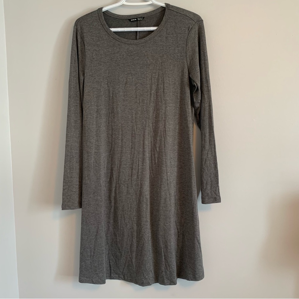 SHEIN grey Women’s  Long Sleeve Tshirt Dress